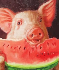 Aesthetic Pig With Watermelon paint by numbers