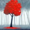 Aesthetic Red Tree paint by numbers