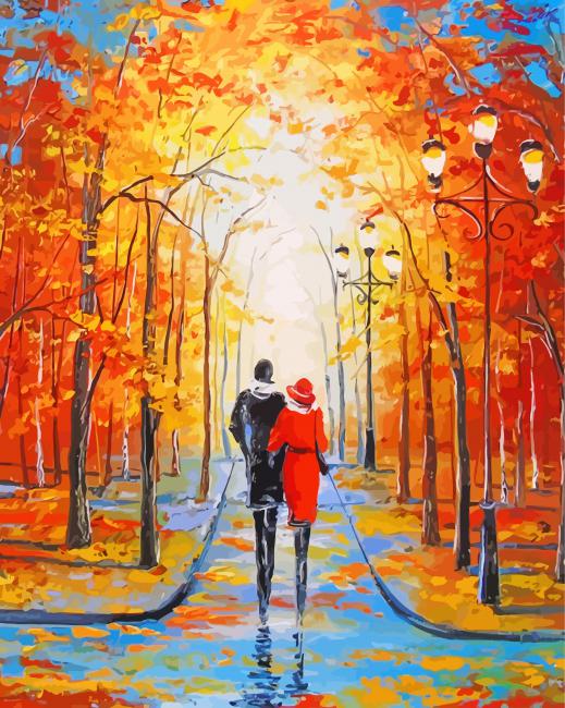 Couple Walk In The Park paint by numbers