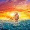 Fantasy Sunset Ship paint by numbers