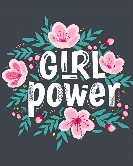 Floral Girl Power paint by numbers