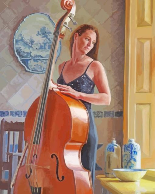 Lady Playing Bass Cello paint by numbers