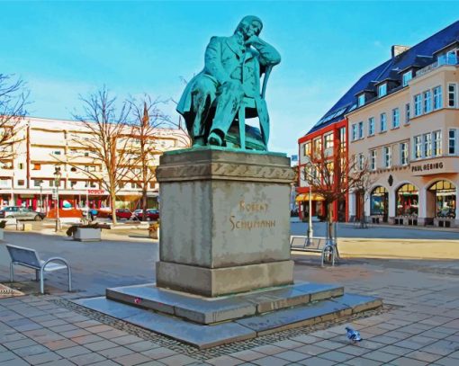 Robert Schumann Statue paint by numbers