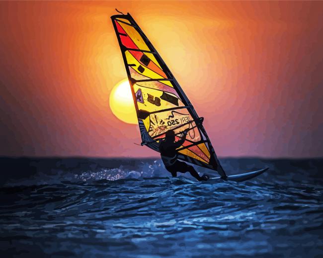 Wind Surfing Sunset Paint By Numbers