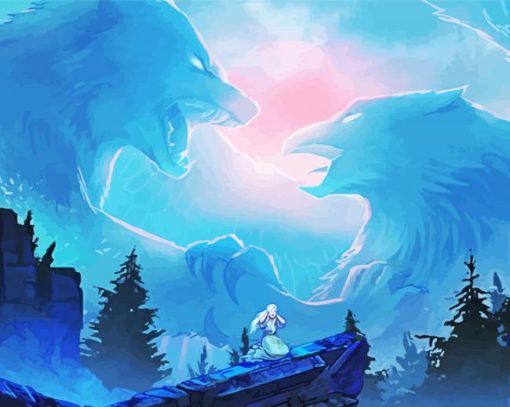 Snow Titans Hawk And Wolf paint by numbers