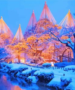 Snowy Kenrokuen paint by numbers
