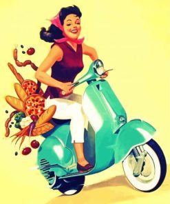 Woman With Vespa paint by numbers