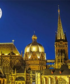 Aachen Cathedral And fullmoon Paint By Number