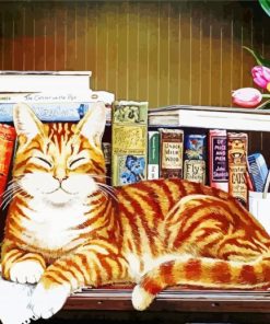 Aesthetic Cat With Book Paint By Numbers