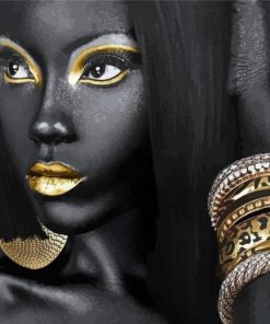 African Woman Black And Gold Paint By Numbers