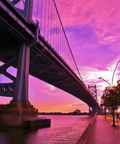 Benjamin Franklin Bridge Sunset Paint By Number