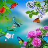 Butterfly And Flowers Paint By Number