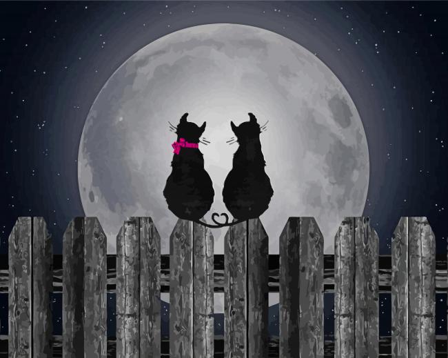 Cats At Moonlight Paint By Numbers
