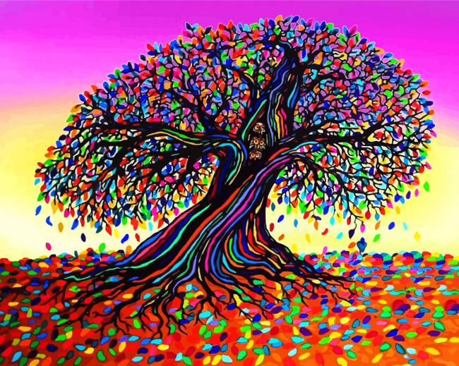 Colorful Tree With Leaves Paint By Number