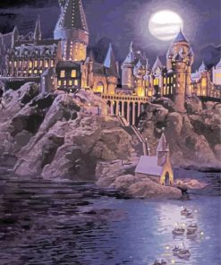 Harry Potter Hogwarts Castle And Fullmoon Art Paint By Number