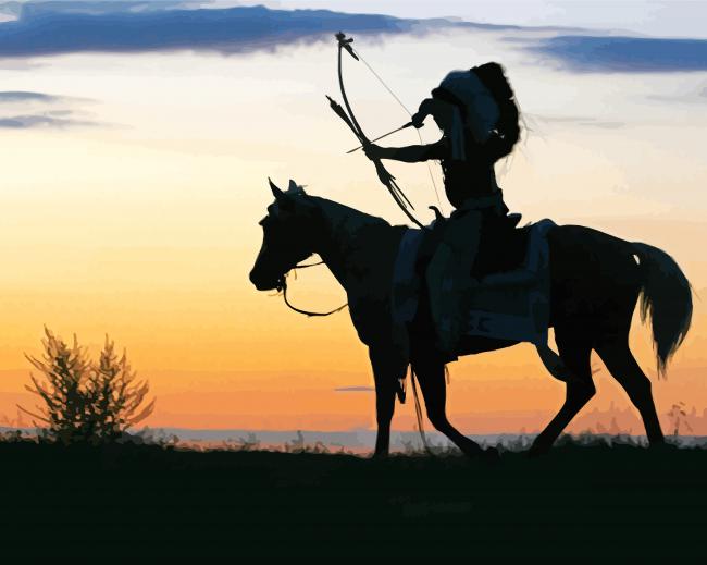 Indians On Horseback Silhouette Paint By Number