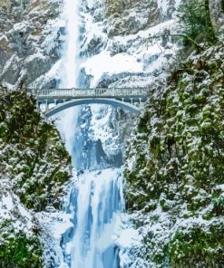 Multnomah Falls In Winter Paint By Number