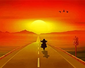 Route 66 Motorcycle Silhouette Paint By Numbers
