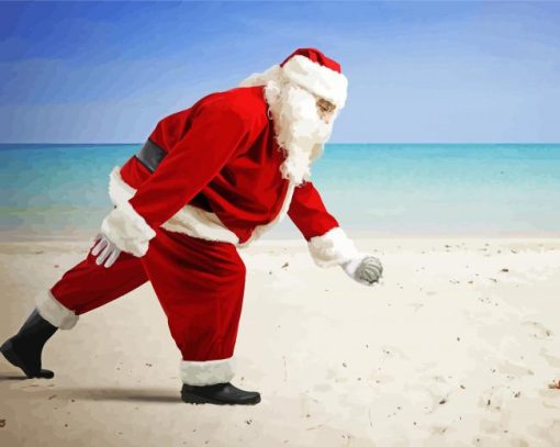 Santa Claus Christmas At Beach Paint By Numbers