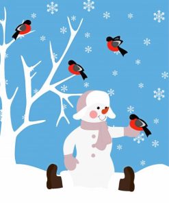 Snowman With Birds Paint By Numbers