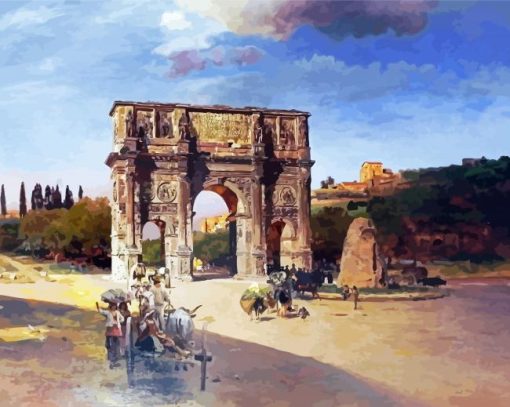 Triumphal Arch In Rome Andreas Achenbach Paint By Numbers