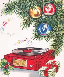 Vintage Christmas Record Player Paint By Numbers