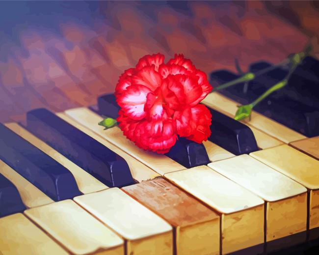 Vintage Piano With Flowers Paint By Number