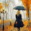 Walking Girl In The Rain Paint By Number