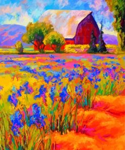 Abstract Iris Field And Barn Paint By Number