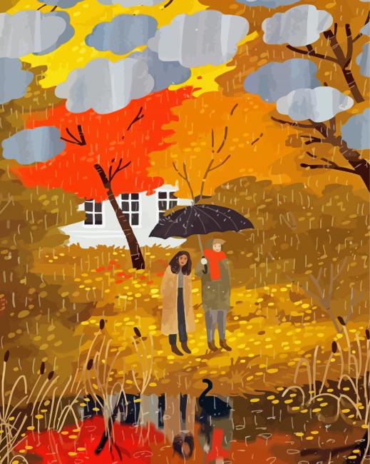 Aesthetic Couple Rain Paint By Number