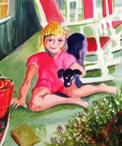 Aesthetic Girl Porch Illustration Paint By Numbers