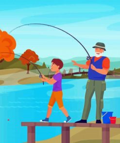 Aesthetic Grandpa Fishing With Grandson Paint By Number
