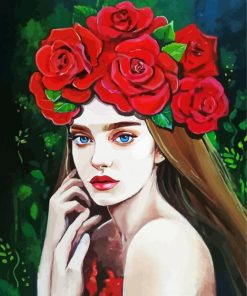 Aesthetic Lady With Roses Paint By Number