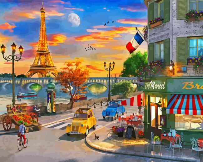 Streets of Paris - Paint by Numbers