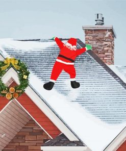 Aesthetic Santa On Roof Paint By Number