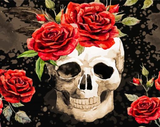 Aesthetic Skull and Roses Paint By Number