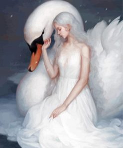 Aesthetic Woman And Swan Paint By Number