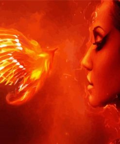 Aesthetic Women On Fire And Bird Paint By Number