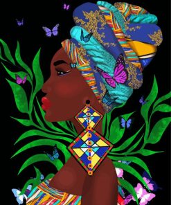 Aesthetic African Woman And Butterflies Paint By Numbers
