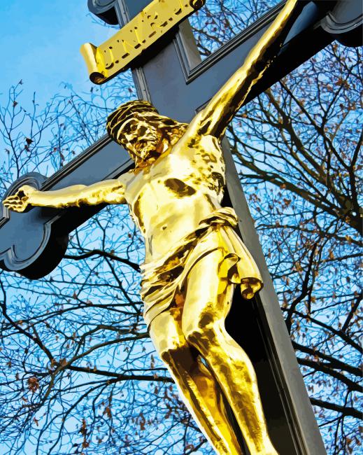 Aesthetic Golden Crucifix Paint By Number