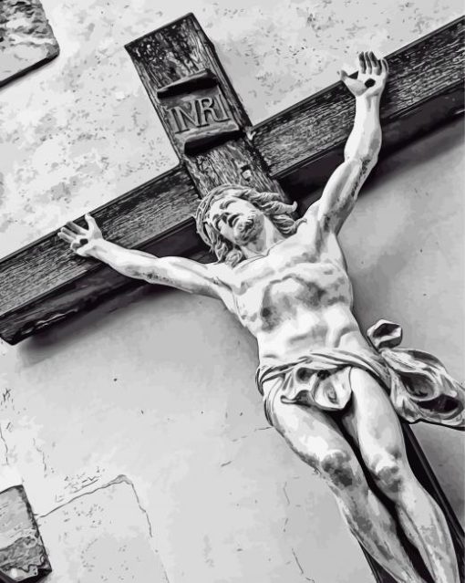 Black And White Crucifix Paint By Number
