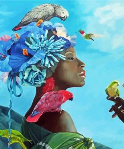 Black Lady And Birds Art Paint By Numbers