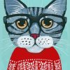 Cat Wearing Red Sweater Paint By Numbers