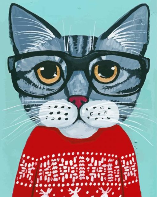 Cat Wearing Red Sweater Paint By Numbers