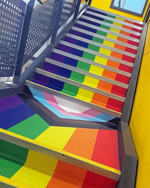 Colorful School Stairs Paint By Numbers