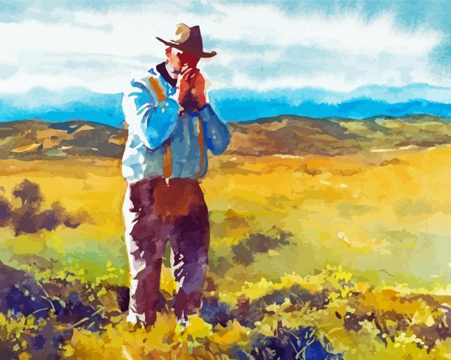 Cowboy Playing Harmonica Paint By Number