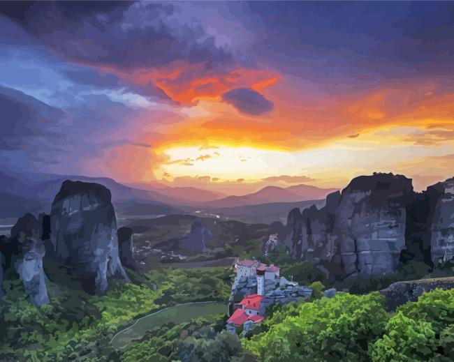 Meteora Sunset Paint By Numbers