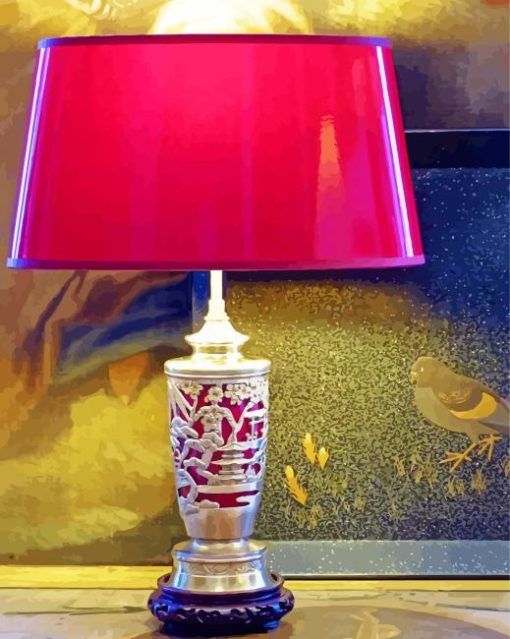Pink Vintage Asian Lamp Paint By Number