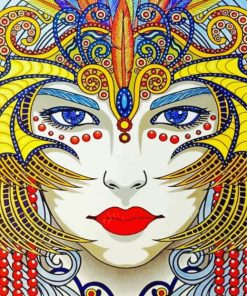 Psychedelic Woman Face Paint By Numbers