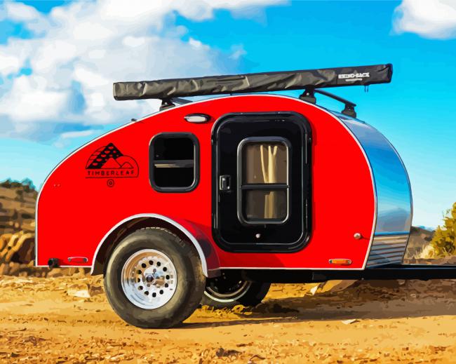 Red Camping Trailer Paint By Number